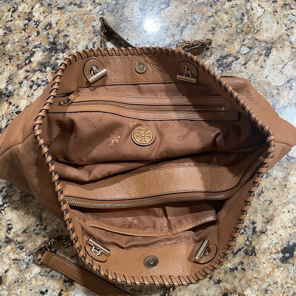 Tory Burch Royal Tan Pebbled Leather #60 - Picture 2 of 4